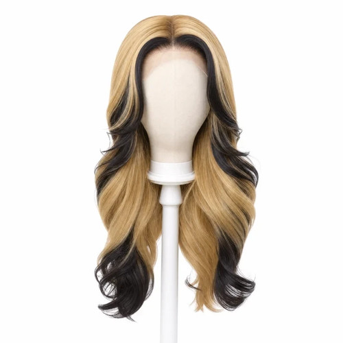 Black blonde lace front - black, wig